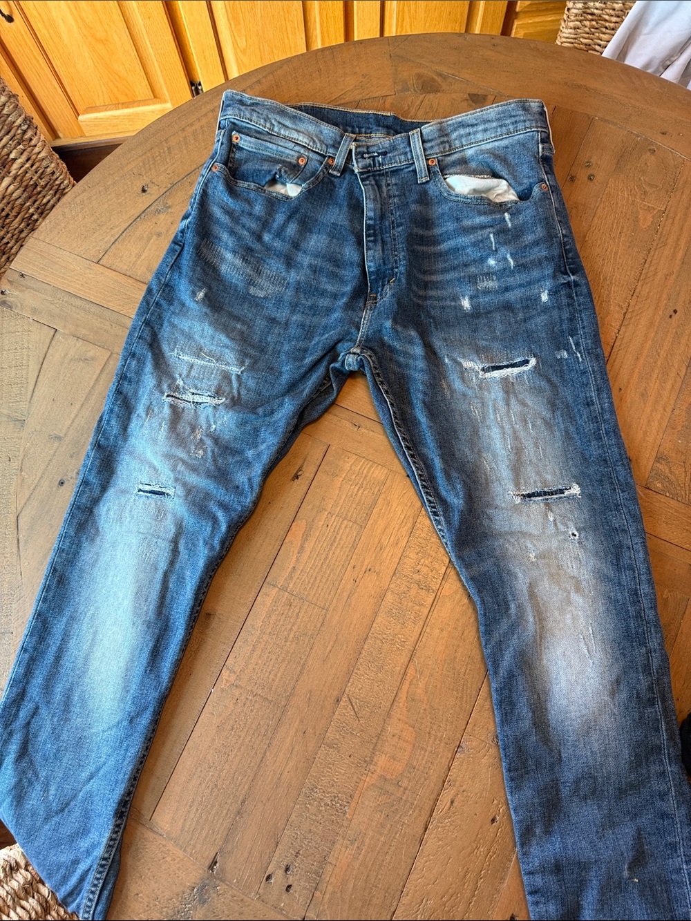 Levi's Slim Straight Distressed Blue Jeans